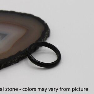 Jewelry ring band black natural stone 3mm wide thin delicate minimalist new